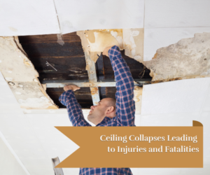 a man repairing a collapsed ceiling